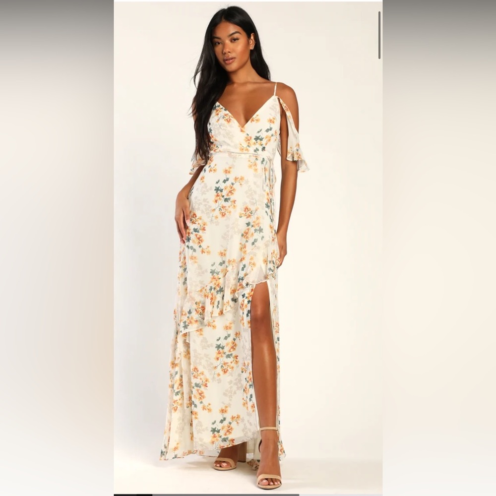 Lulu’s floral print ruffled maxi dress